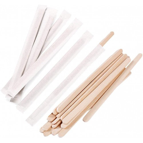 Amestecatoare ceai/cafea din lemn în ambalaje individuale de hârtie (1000 buc)